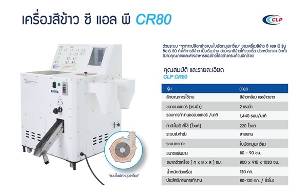 เครื่องสีข้าว CLP รุ่น CR-80 N1 | พีเอสพี มาร์ท - เมืองสมุทรปราการ สมุทรปราการ