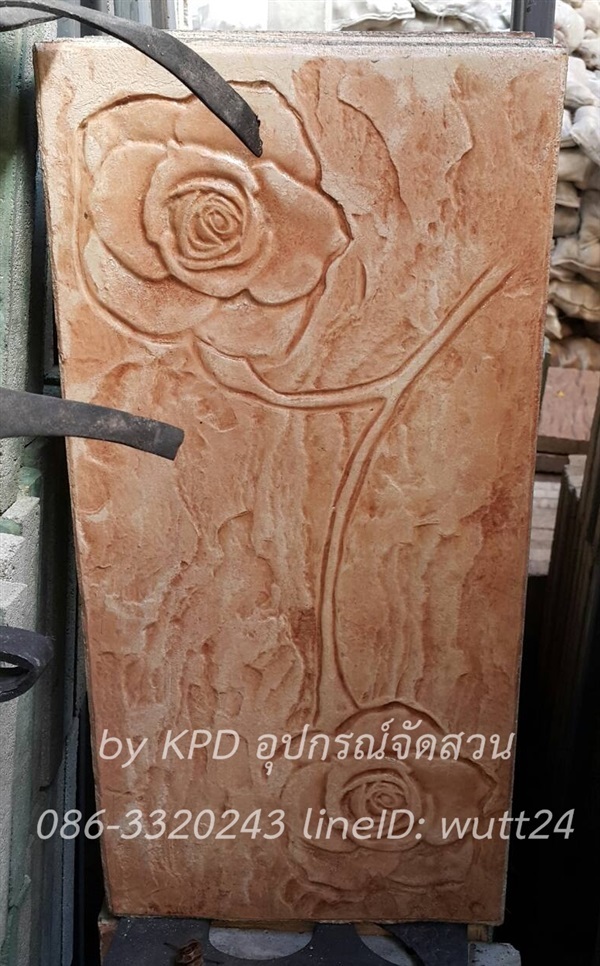 แผ่นปูพื้นแสตมป์คอนกรีต30x60-ลายดอกกุหลาบ(สีส้ม)