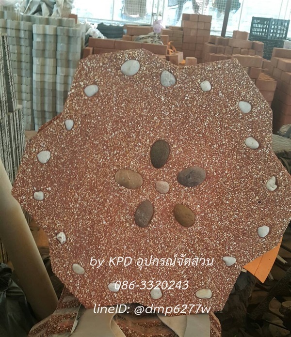 แผ่นปูพื้นทรายล้างหยักหกเหลี่ยม-ลายดอกหิน(สีแดง) | KPD - บางบัวทอง นนทบุรี