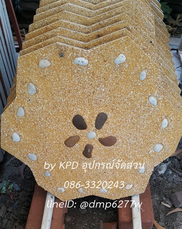 แผ่นปูพื้นทรายล้างหยักหกเหลี่ยม-ลายดอกหิน(สีเหลือง) | KPD - บางบัวทอง นนทบุรี