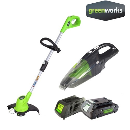 GREENWORKS เครื่องตัดหญ้า 24V พร้อมแบตเตอรี่และแท่นชาร์จ