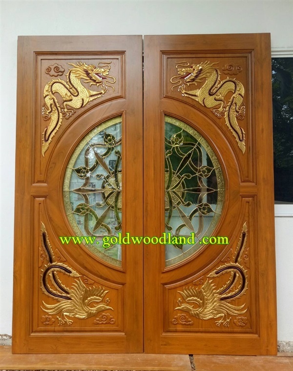 ประตูกระจกนิรภัยไม้สัก ประตูไม้สักทอง รหัส GBBB 70 | goldwoodland_โกลด์วู๊ดแลนด์ - สูงเม่น แพร่