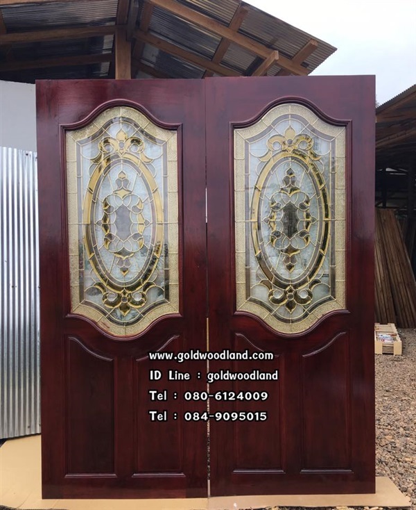 ประตูกระจกนิรภัยไม้สัก ประตูไม้สักทอง รหัส GBBB 72 | goldwoodland_โกลด์วู๊ดแลนด์ - สูงเม่น แพร่