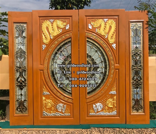 ประตูกระจกนิรภัยไม้สัก ประตูไม้สักทอง รหัส GBBB 75 | goldwoodland_โกลด์วู๊ดแลนด์ - สูงเม่น แพร่