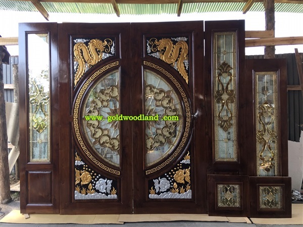 ประตูกระจกนิรภัยไม้สัก ประตูไม้สักทอง รหัส GBBB 81 | goldwoodland_โกลด์วู๊ดแลนด์ - สูงเม่น แพร่