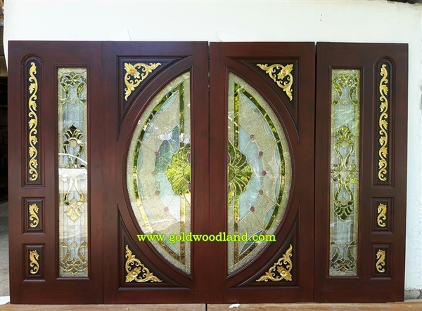 ประตูกระจกนิรภัยไม้สัก ประตูไม้สักทอง รหัส GBBB 83 | goldwoodland_โกลด์วู๊ดแลนด์ - สูงเม่น แพร่