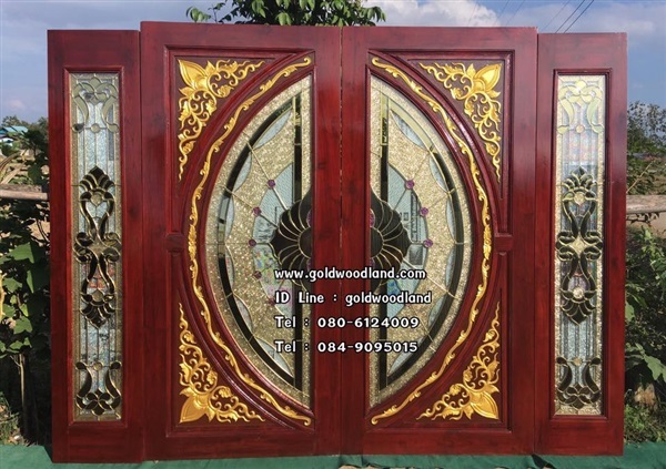 ประตูกระจกนิรภัยไม้สัก ประตูไม้สักทอง รหัส GBBB 84 | goldwoodland_โกลด์วู๊ดแลนด์ - สูงเม่น แพร่