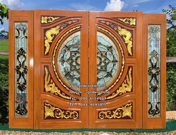 ประตูกระจกนิรภัยไม้สัก ประตูไม้สักทอง รหัส GBBB 86 | goldwoodland_โกลด์วู๊ดแลนด์ - สูงเม่น แพร่