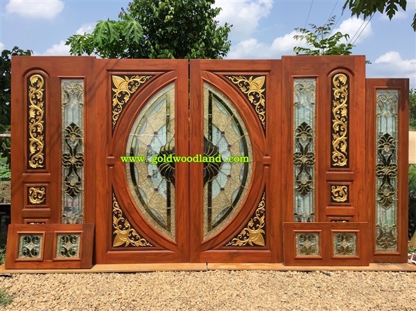 ประตูกระจกนิรภัยไม้สัก ประตูไม้สักทอง รหัส GBBB 87 | goldwoodland_โกลด์วู๊ดแลนด์ - สูงเม่น แพร่