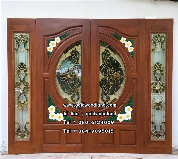 ประตูกระจกนิรภัยไม้สัก ประตูไม้สักทอง รหัส GBBB 89 | goldwoodland_โกลด์วู๊ดแลนด์ - สูงเม่น แพร่