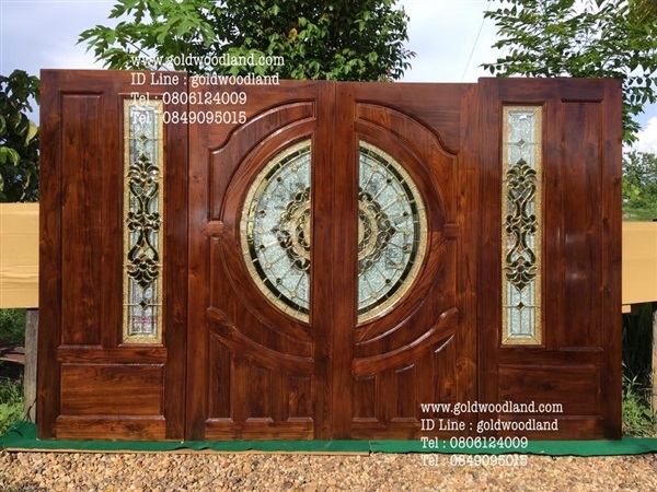 ประตูกระจกนิรภัยไม้สัก ประตูไม้สักทอง รหัส GBBB 93 | goldwoodland_โกลด์วู๊ดแลนด์ - สูงเม่น แพร่