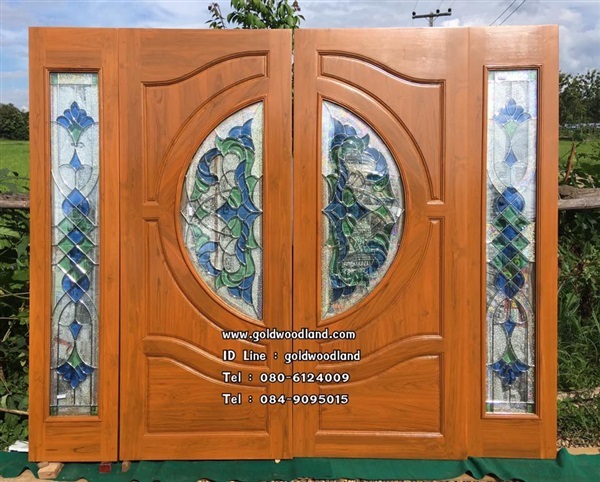 ประตูกระจกนิรภัยไม้สัก ประตูไม้สักทอง รหัส GBBB 95 | goldwoodland_โกลด์วู๊ดแลนด์ - สูงเม่น แพร่