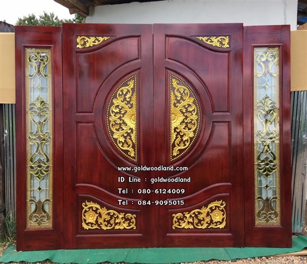 ประตูกระจกนิรภัยไม้สัก ประตูไม้สักทอง รหัส GBBB 96 | goldwoodland_โกลด์วู๊ดแลนด์ - สูงเม่น แพร่
