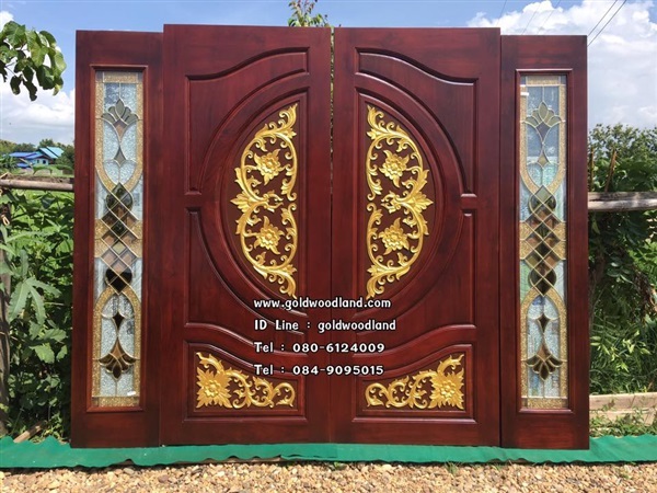 ประตูกระจกนิรภัยไม้สัก ประตูไม้สักทอง รหัส GBBB 97 | goldwoodland_โกลด์วู๊ดแลนด์ - สูงเม่น แพร่