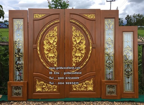 ประตูกระจกนิรภัยไม้สัก ประตูไม้สักทอง รหัส GBBB 98 | goldwoodland_โกลด์วู๊ดแลนด์ - สูงเม่น แพร่