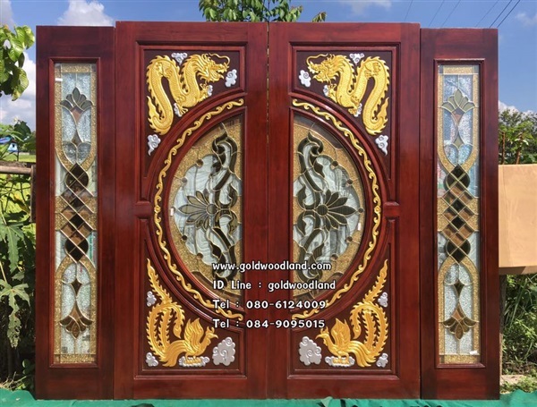ประตูกระจกนิรภัยไม้สัก ประตูไม้สักทอง รหัส GBBB 101 | goldwoodland_โกลด์วู๊ดแลนด์ - สูงเม่น แพร่