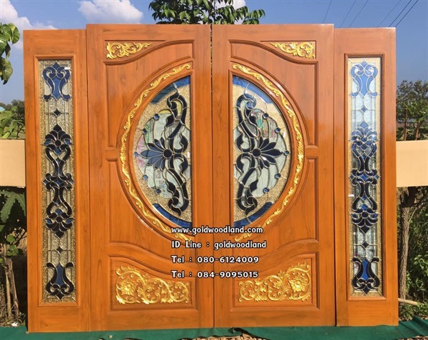 ประตูกระจกนิรภัยไม้สัก ประตูไม้สักทอง รหัส GBBB 102 | goldwoodland_โกลด์วู๊ดแลนด์ - สูงเม่น แพร่