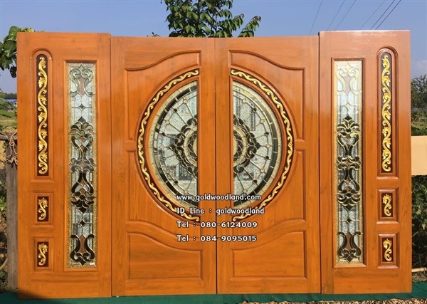 ประตูกระจกนิรภัยไม้สัก ประตูไม้สักทอง รหัส GBBB 103 | goldwoodland_โกลด์วู๊ดแลนด์ - สูงเม่น แพร่