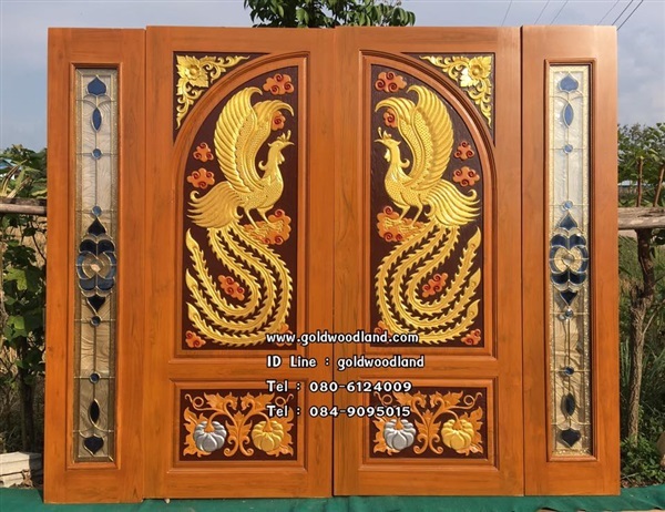 ประตูกระจกนิรภัยไม้สัก ประตูไม้สักทอง รหัส GBBB 104 | goldwoodland_โกลด์วู๊ดแลนด์ - สูงเม่น แพร่