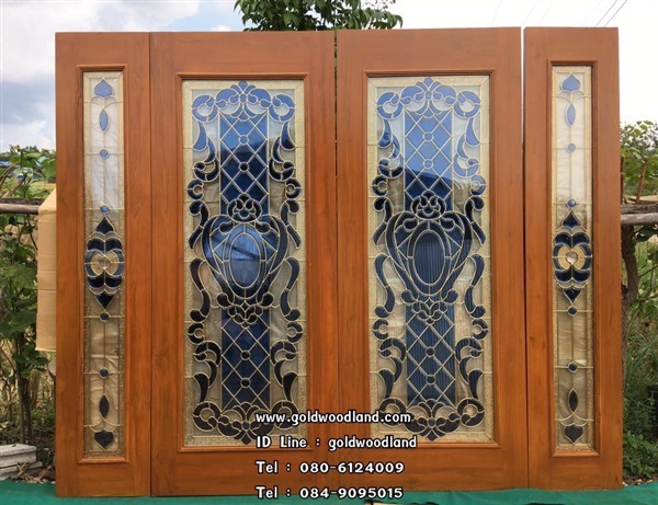 ประตูกระจกนิรภัยไม้สัก ประตูไม้สักทอง รหัส GBBB 105 | goldwoodland_โกลด์วู๊ดแลนด์ - สูงเม่น แพร่