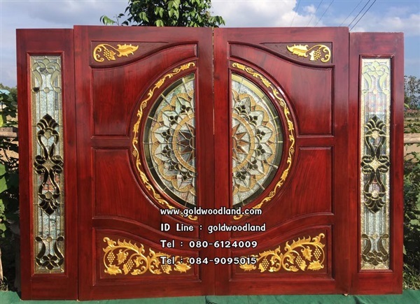 ประตูกระจกนิรภัยไม้สัก ประตูไม้สักทอง รหัส GBBB 108 | goldwoodland_โกลด์วู๊ดแลนด์ - สูงเม่น แพร่
