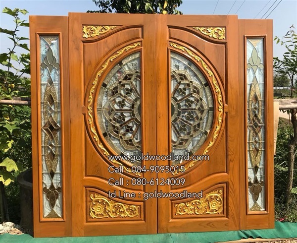 ประตูกระจกนิรภัยไม้สัก ประตูไม้สักทอง รหัส GBBB 116 | goldwoodland_โกลด์วู๊ดแลนด์ - สูงเม่น แพร่
