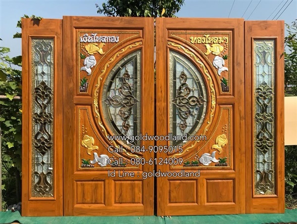 ประตูกระจกนิรภัยไม้สัก ประตูไม้สักทอง รหัส GBBB 117 | goldwoodland_โกลด์วู๊ดแลนด์ - สูงเม่น แพร่