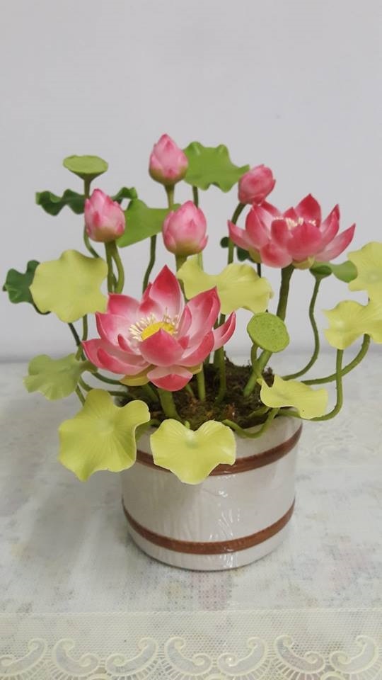 บัวหลวง ดอกไม้ประดิษฐ์จากดินญี่ปุ่น