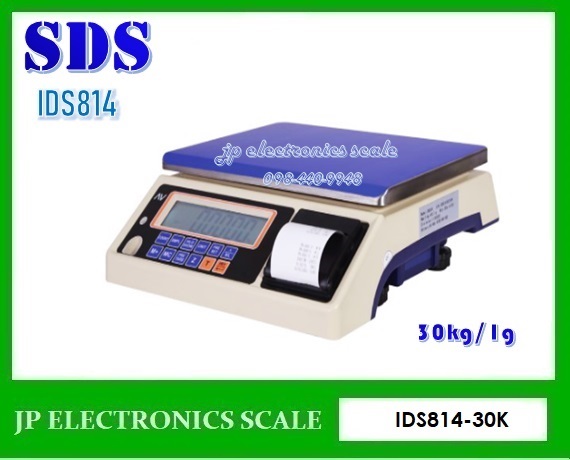 เครื่องชั่งพร้อมพิมพ์ในตัว30kg ยี่ห้อ SDS รุ่น IDS814 Series