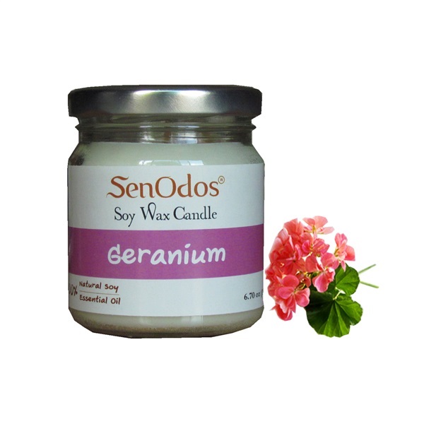 SenOdos เทียนหอมอโรม่า เทียนหอมสปา กลิ่นเจอร์เรเนียมแท้ 190g