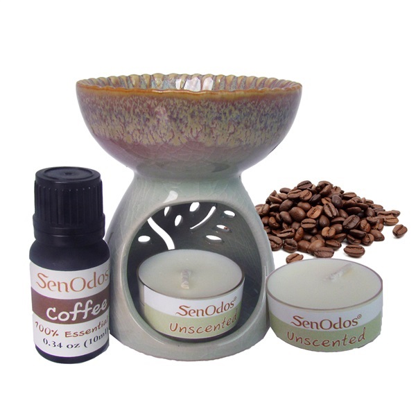 ชุดน้ำมันหอมระเหยแท้ กลิ่นกาแฟ 10 ml. + เตาเผา | AromaTherapy - คันนายาว กรุงเทพมหานคร