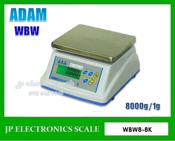 เครื่องชั่งกันน้ำกันความชื้น8kg ยี่ห้อ ADAM รุ่น WBW8