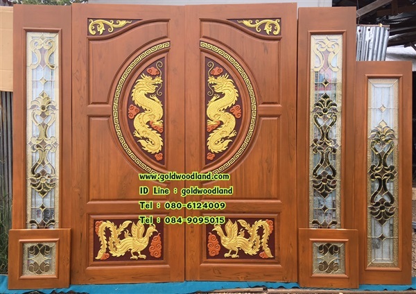 ประตูบ้านไม้สักกระจกนิรภัย | goldwoodland_โกลด์วู๊ดแลนด์ - สูงเม่น แพร่