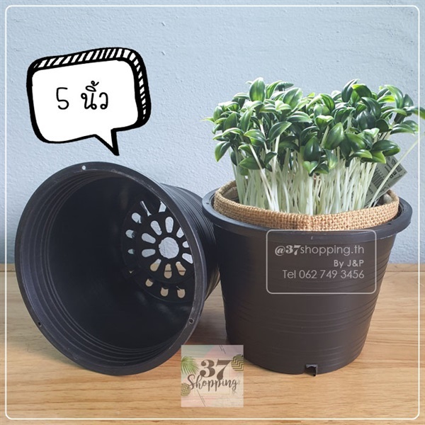 37pots กระถางพลาสติกปากกลม 5 นิ้ว สีดำ (10ใบ/ชุด) | Jaroenplastic - บ้านแพ้ว สมุทรสาคร