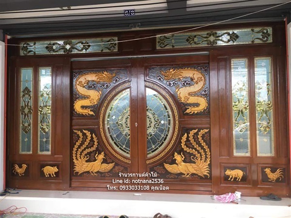 ประตูไม้สักกระจกนิรภัยชุด7ชิ้น | ร้านวรกานต์ค้าไม้ - สูงเม่น แพร่