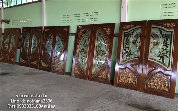 ประตูไม้สักกระจกนิรภัย | ร้านวรกานต์ค้าไม้ - สูงเม่น แพร่