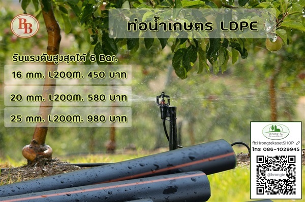 ท่อน้ำเกษตร LDPE PN 6 | Hrong te kaset Garden - หนองแขม กรุงเทพมหานคร
