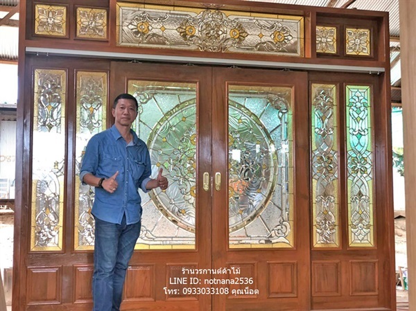 ประตูไม้สักกระจกนิรภัยชุด7ชิ้น | ร้านวรกานต์ค้าไม้ - สูงเม่น แพร่