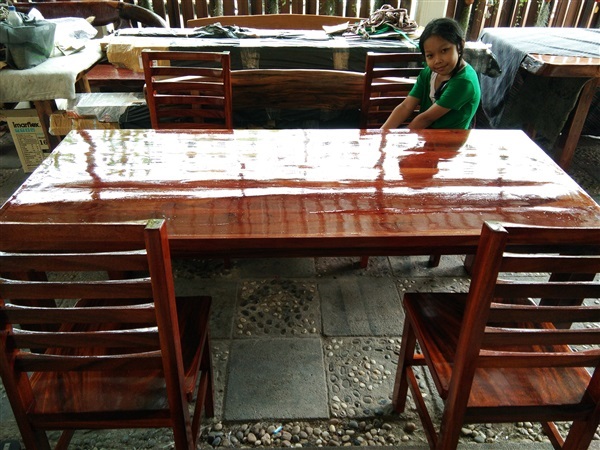 โต๊ะยาว  195 + เก้าอี้ 4  ตัว  (กทม.รวมส่ง)  | ร้าน Chat_Shop  (เฟอร์นิเจอร์ไม้)  - บางใหญ่ นนทบุรี