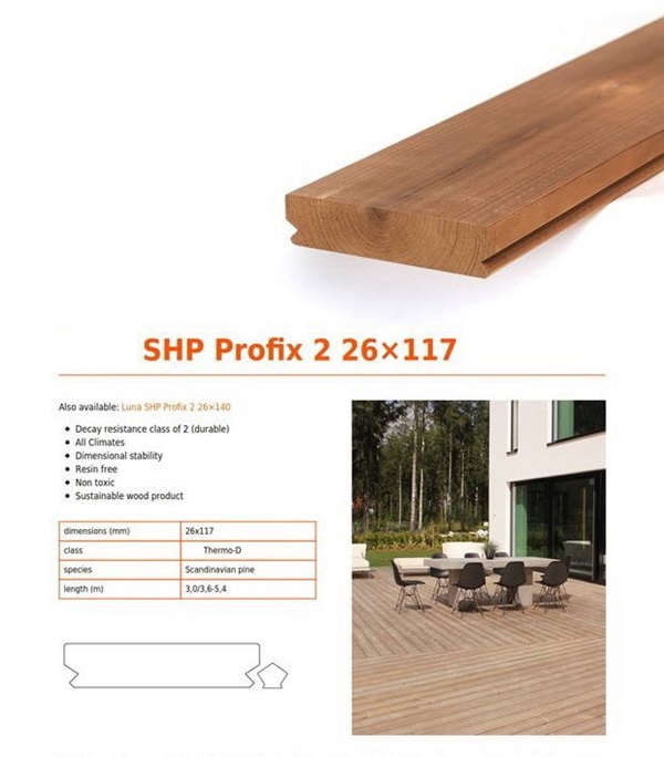 ไม้พื้นระเบียงสนฟินแลนด์อบแห้งSize 26x117mm.x5.1m. | MKT Furniture -  สมุทรปราการ