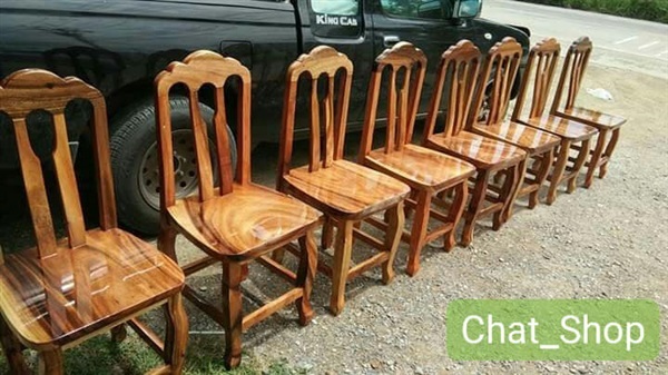 เก้าอี้ไม้พื้นนั่งไม้แผ่นเดียว   เคลือบเงาอย่างดี | ร้าน Chat_Shop  (เฟอร์นิเจอร์ไม้)  - บางใหญ่ นนทบุรี