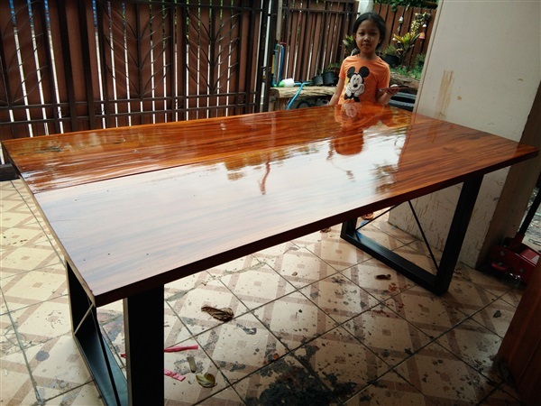 (ขายแล้ว) โต๊ะไม้ 100x200 | ร้าน Chat_Shop  (เฟอร์นิเจอร์ไม้)  - บางใหญ่ นนทบุรี