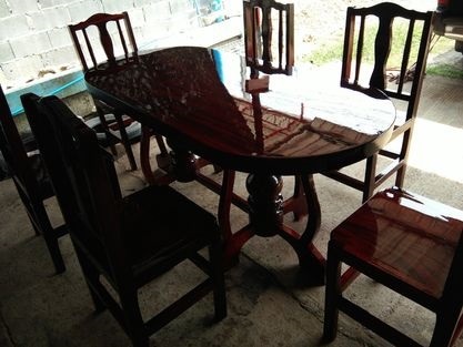 โต๊ะอาหารไม้แผ่นเดียว ก90x190 + เก้าอี้ 6 ตัว (งานสั่งผลิต) | ร้าน Chat_Shop  (เฟอร์นิเจอร์ไม้)  - บางใหญ่ นนทบุรี