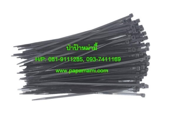 เคเบิ้ลไทร์ ดำ 10นิ้ว (4.8x250 มม.) cable ties หนวดกุ้ง เข็ม