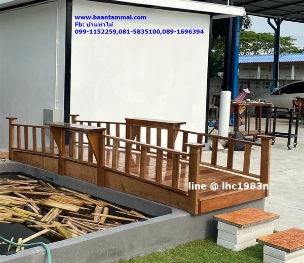 สะพานไม้เนื้อแข็ง สะพานข้ามคูน้ำ สะพานแต่งร้านอาหาร สะพาน | บ้านทำไม้ - พุทธมณฑล นครปฐม