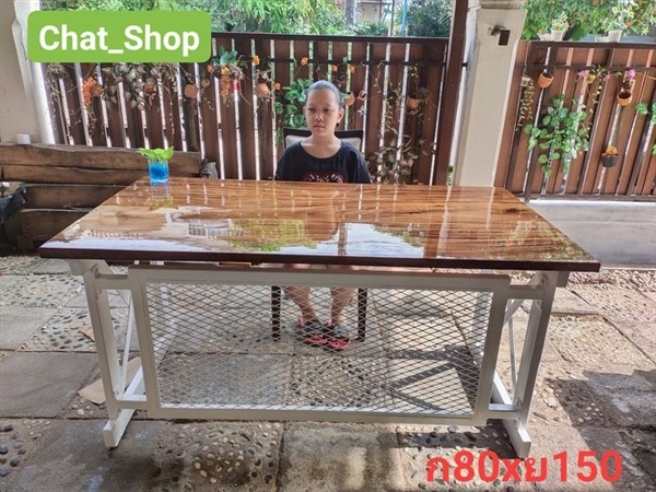 โต๊ะทำงาน หน้าท๊อปไม้แผ่นเดียว 80x150  | ร้าน Chat_Shop  (เฟอร์นิเจอร์ไม้)  - บางใหญ่ นนทบุรี