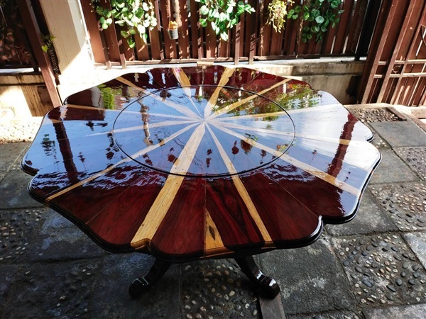 โต๊ะหมุน ชิงชัน 135 cm. | ร้าน Chat_Shop  (เฟอร์นิเจอร์ไม้)  - บางใหญ่ นนทบุรี