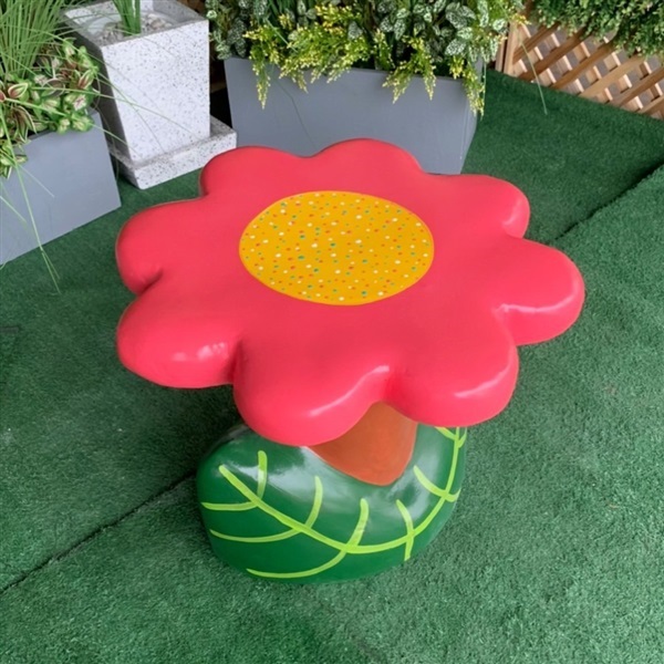 เก้าอี้ปูนรูปดอกไม้สีชมพู ม้านั่งรูปดอกไม้เก้าอี้สนาม 