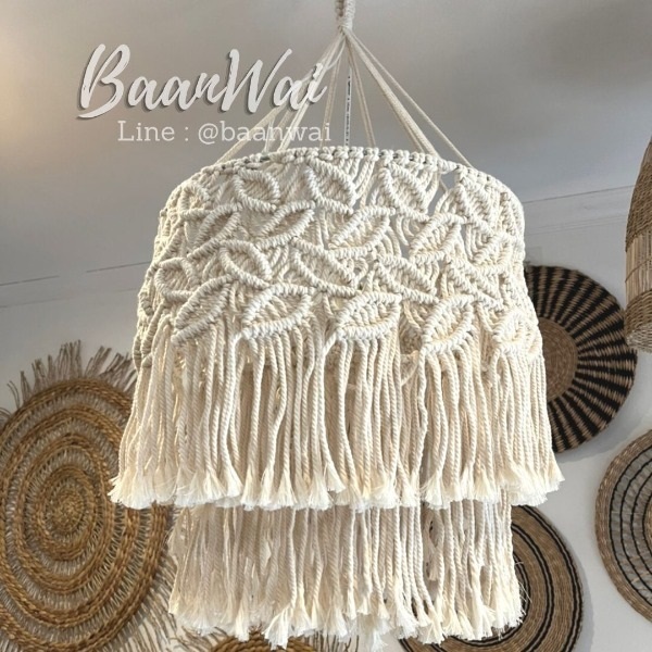 Macrame โคมไฟเชือกCotton โคมไฟถักเชือก แบบที่3 | บ้านหวาย คลอง9 -  ปทุมธานี