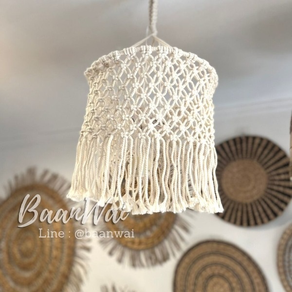 Macrame โคมไฟเชือกCotton โคมไฟถักเชือก แบบที่1